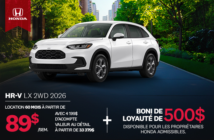 Bannière de Promotion HR-V LX 2026